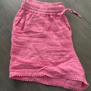 Shorts Crown & Ivy red berry color 100% linen